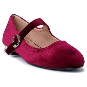 C. Wonder Rich Red Velvet Mary Jane Flats